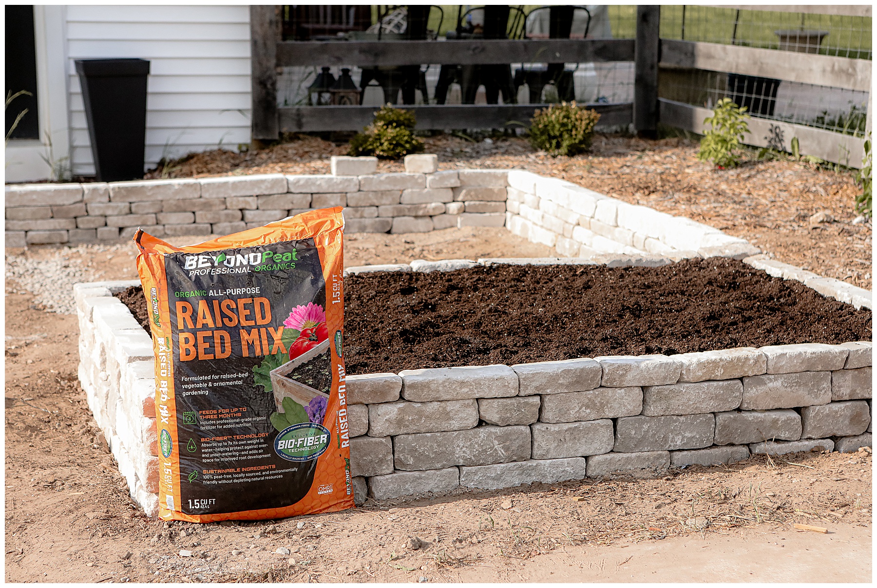 Stone raised garden bed