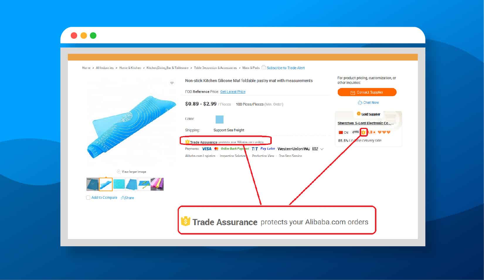 Gold supplier and trade insurance on Alibaba